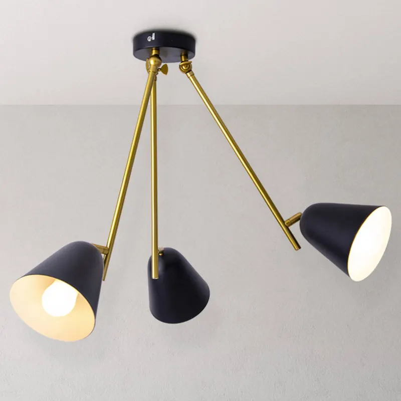 Lampa sufitowa Triton, czarna i złota, 3-punktowa