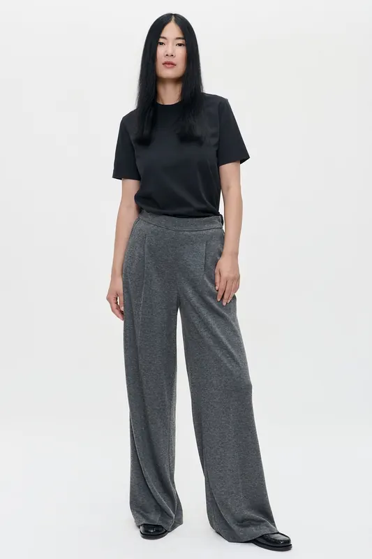 ZENGGI Double Jersey Durban-2 Pants Grey Melange Maat: S | Wijde Broeken Outlet | Dames | Grijs