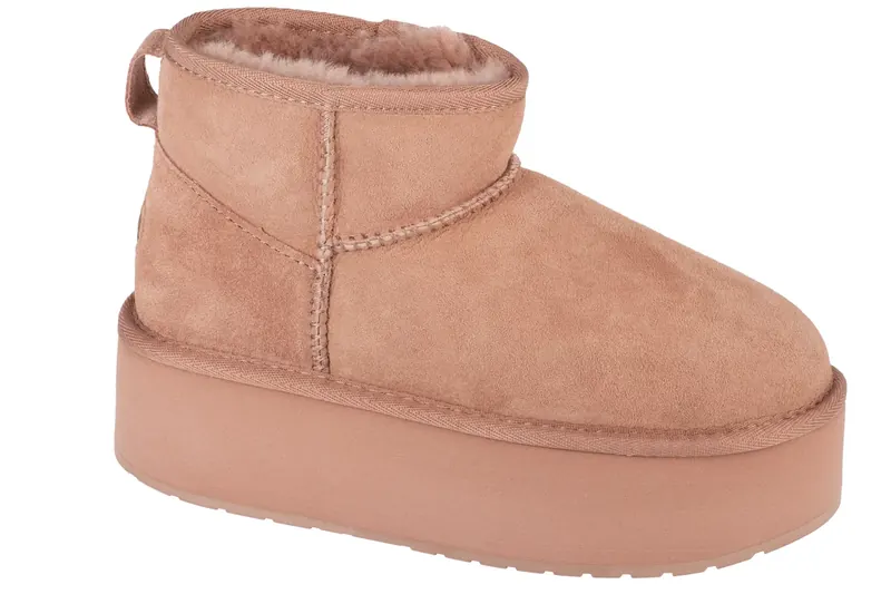EMU Australia Stinger Micro Flatform W13082-CARO, Damskie, Różowe, buty zimowe, skóra zamszowa, rozmiar: 37