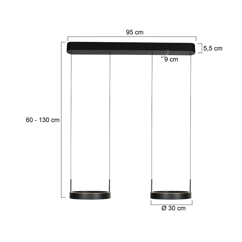 Żyrandol LED Mykty, czarna, długość 95 cm, metal, 4-punktowa.
