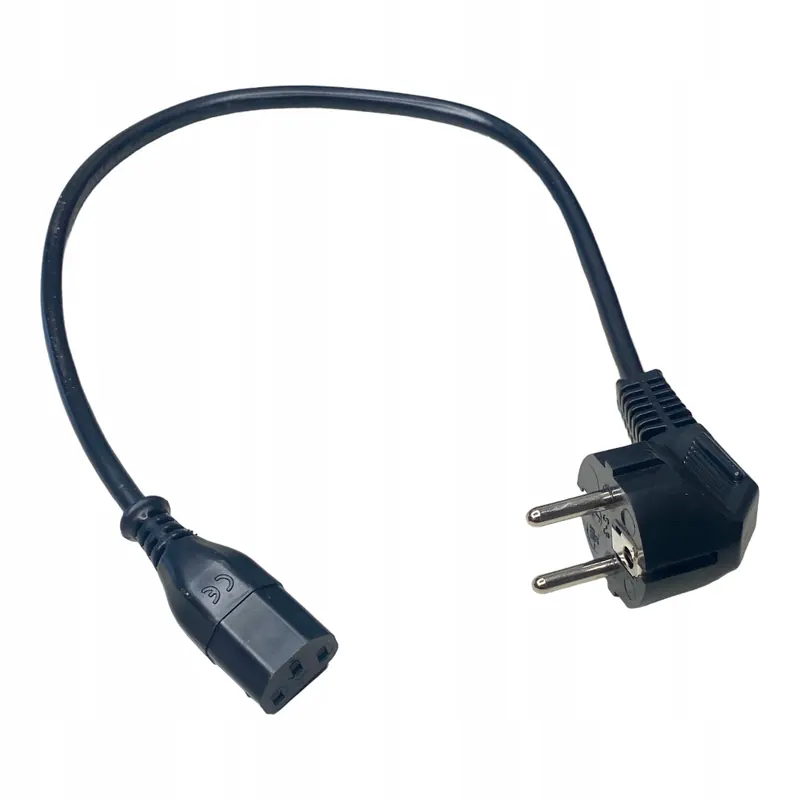 Kabel Zasilający C13 prosty Shucko kątowy 0,8m