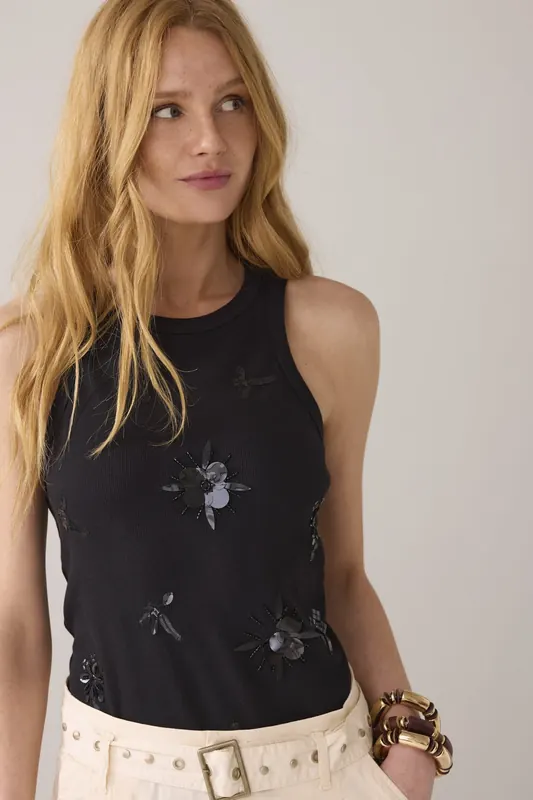 Summum Woman Embellished Tank Top Black Maat: M | Mouwloze Tops Outlet | Dames | Zwart