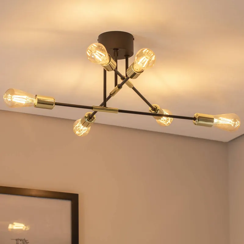 Lampa sufitowa Ilia, czarna/złota, 6-punktowa