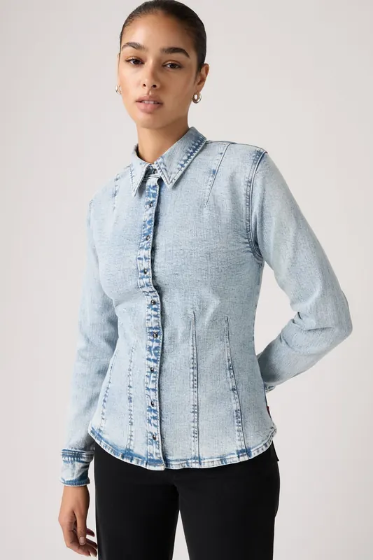Levi's Shaped Shirt Maat: S | Longsleeves Outlet | Dames | Blauw