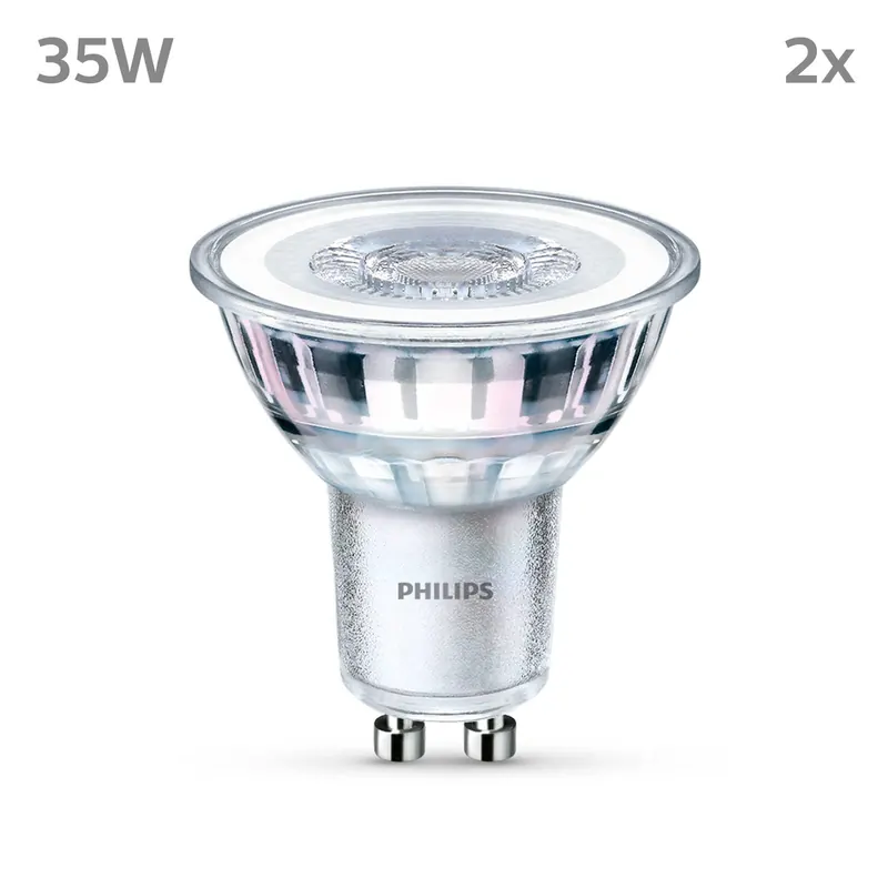 Żarówka LED Philips GU10 3,5W 255lm 827 przezroczysta 36° 2szt