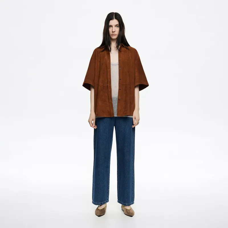 STRAIGHT CROPPED - Spodnie denim długość do kostki ciemnoniebieskie