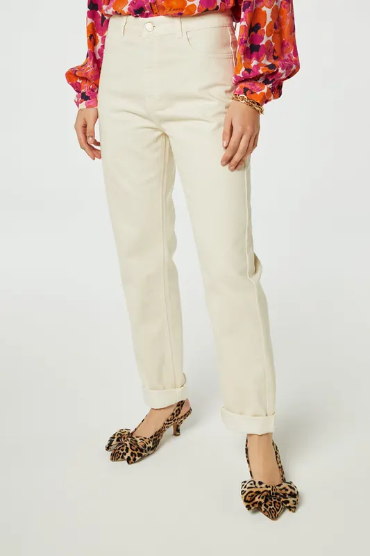 Fabienne Chapot Lola Straight Cream White Maat: W26L34 | Straight Jeans Outlet | Dames | Wit