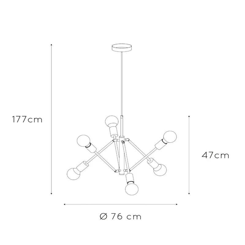 Lampa wisząca Lester, 6-punktowa, regulowana