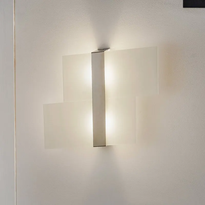 Lampa ścienna Shifted, dwa elementy szklane, chromowana