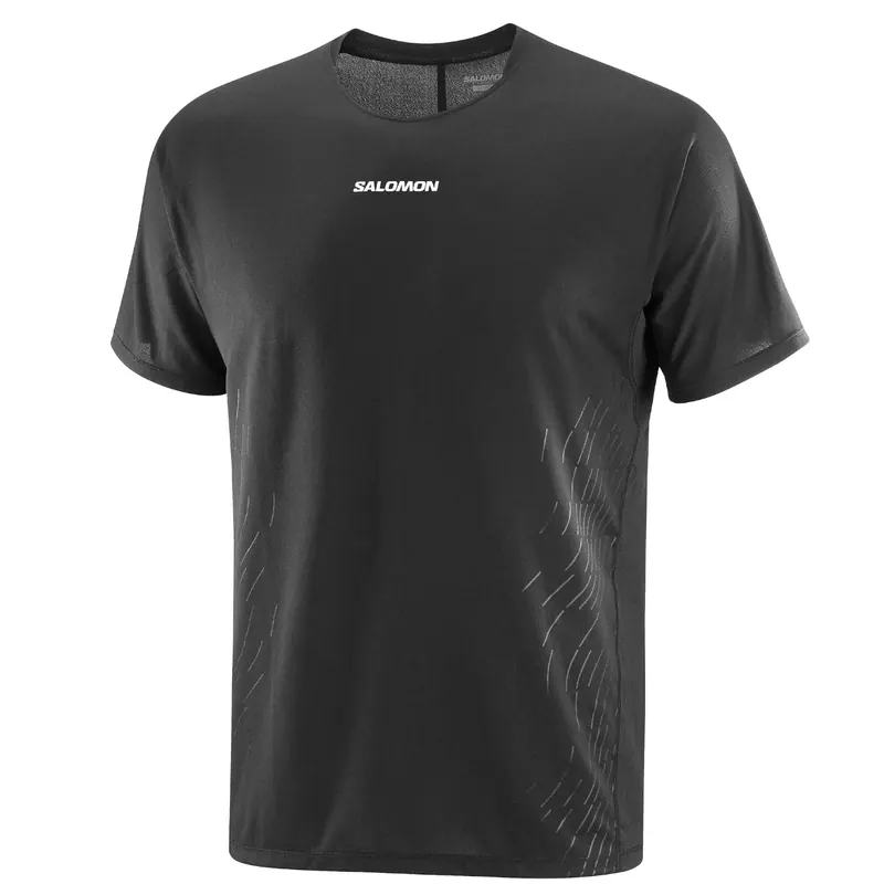 Salomon Sense Aero SS Tee Gfx M LC2699800, Męskie, Czarne, t-shirty, poliester, rozmiar: M