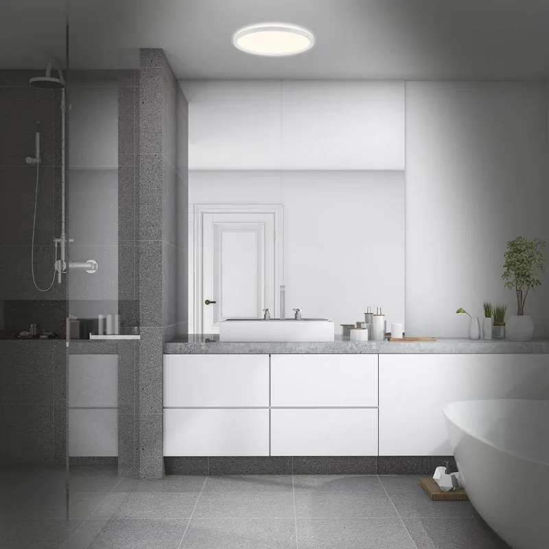 Łazienkowa lampa sufitowa LED Slim Drip, biała, Ø 42 cm