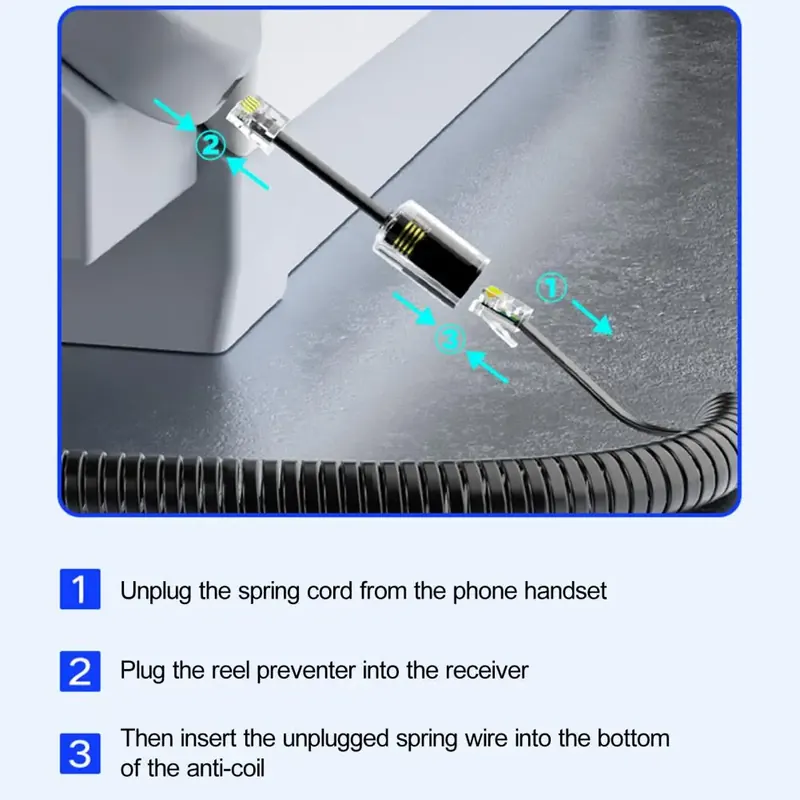 Telephone Cord Untangler Rj9 4p4c Telephone Cord Detangler 360 Degree Rotating Anti-tangle Swivel for Landline for Tangle-free