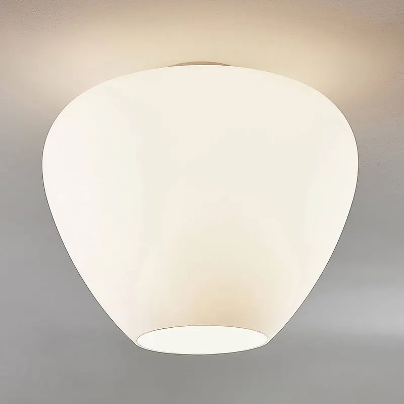 Szklana lampa sufitowa Bibiane, biała opalowa