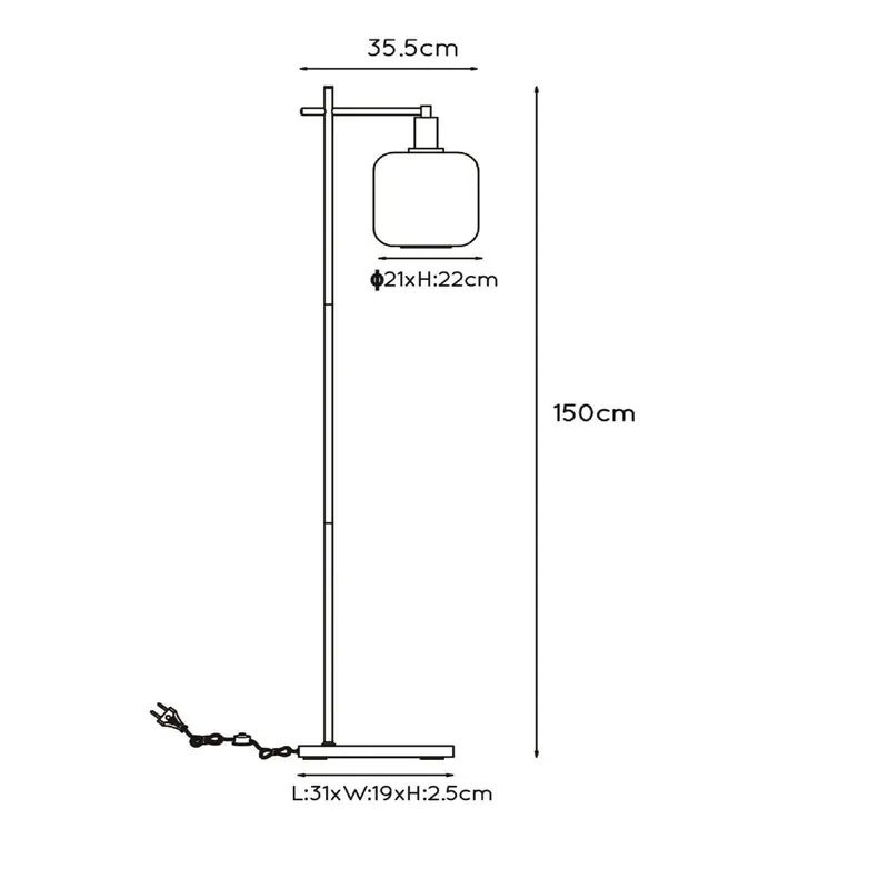 Lampa stojąca Joanet klosz z dymionego szkła