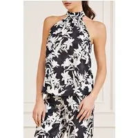 GUESS Marciano By  Sunburst Top Black Print Maat: XL | Mouwloze Tops Outlet | Dames | Zwart