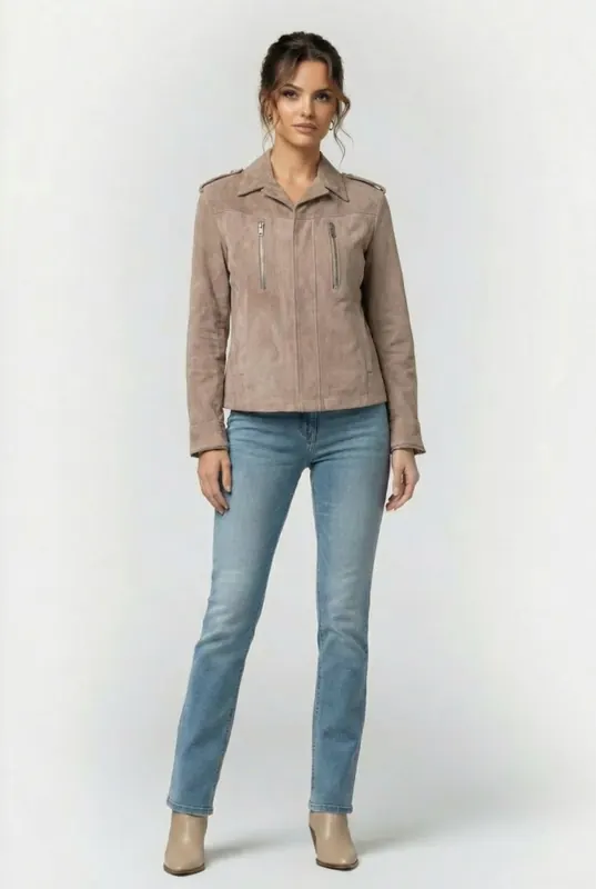 IRO Paris Jorin Taupe Maat: XL | Leren Jassen Outlet | Dames | Beige