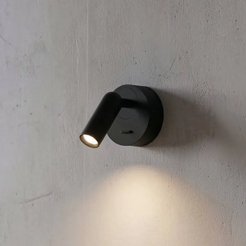 Ideal Lux reflektor ścienny LED Bean, Ø 7 cm, czarny metal/szkło