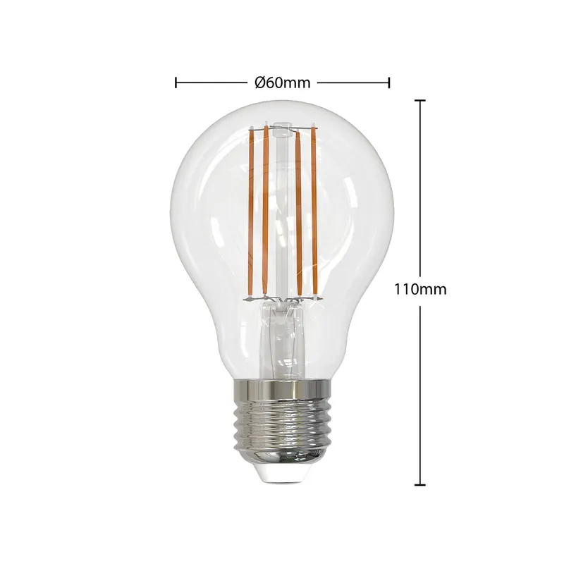 Żarówka filament LED E27 8W przezroczysta 2700K ściemniana zestaw 3 szt