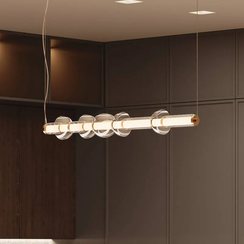 Lampa wisząca LED Maytoni Cosmo, mosiądz, długość 98 cm, szkło