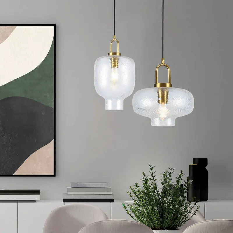 Lampa wisząca Oslo, Ø 23 cm, przezroczysta/złota, szkło