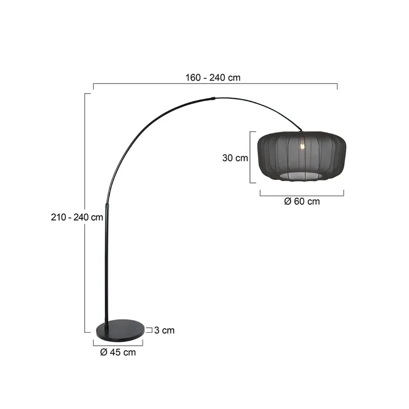 Lampa podłogowa Sparkled Light, czarna/czarny nylon, 240 cm