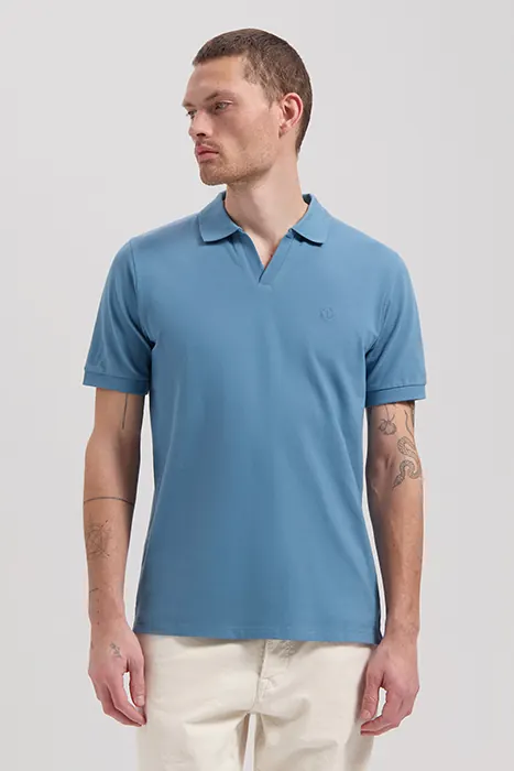Dstrezzed Ds_bowie V- Neck Polo Aegean Blue Aegean Blue Maat: L | Poloshirts Outlet | Heren | Blauw