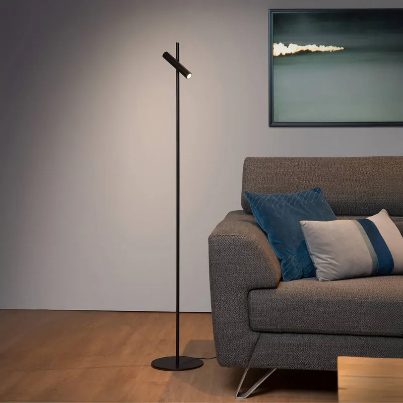 Lampa stojąca LED PHILON, czarna, 1-punktowa, wysokość 140 cm, metalowa