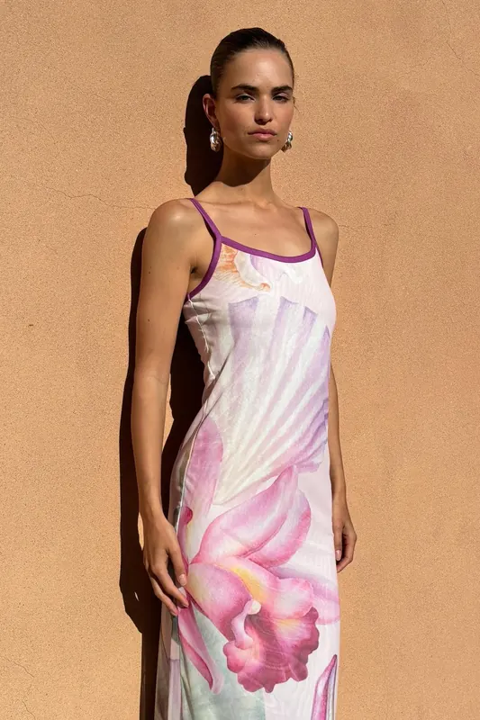 Stieglitz Claire Spagetti Mesh Dress Pink Maat: XS | Maxi Jurken Outlet | Dames | Roze