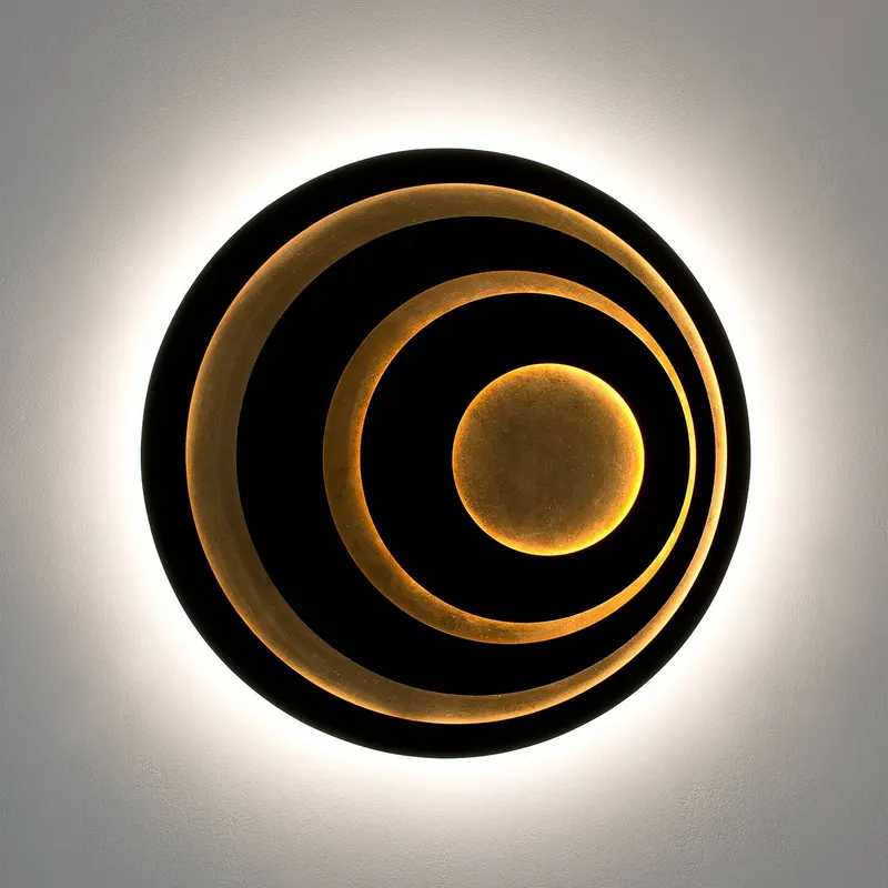 Kinkiet LED GRAVION, czarny/złoty, Ø 80 cm, metal, ściemniany