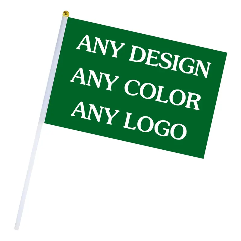 xvggdg 14X21cm Niestandardowa flaga ręczna 20x30cm Nadruk ręczny Logo firmy kupującego Baner wyborczy z plastikowym masztem