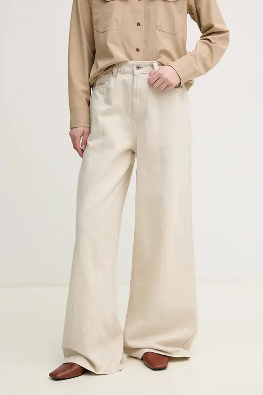 Pepe Jeans jeansy z domieszką lnu WIDE LEG JEANS UHW JAIMY
