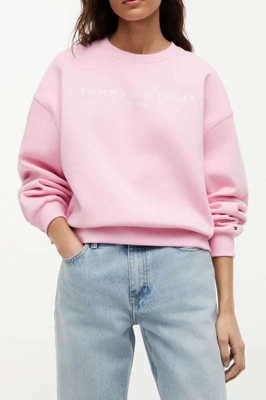 Tommy Hilfiger Ext Corp Logo Modern Classic Pink Maat: XS | Sweaters Outlet | Dames | Roze