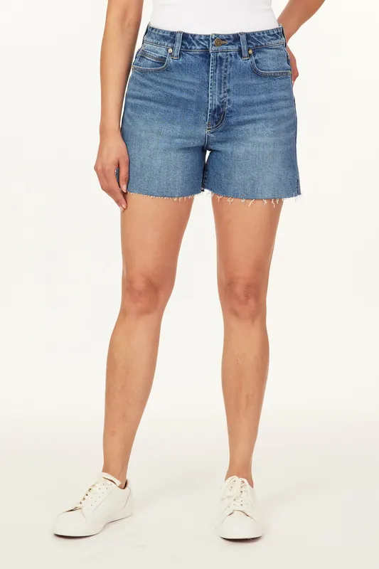 Scotch & Soda High Rise Denim Short 4” Lexington Ave Maat: W29 | Korte Broeken Outlet | Dames | Blauw