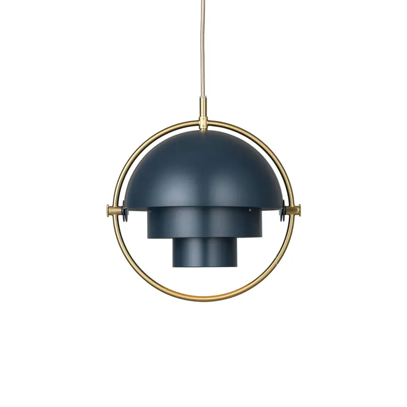 Gubi Żyrandol Multi-Lite, Ø 27 cm, mosiądz/ciemnoniebieski