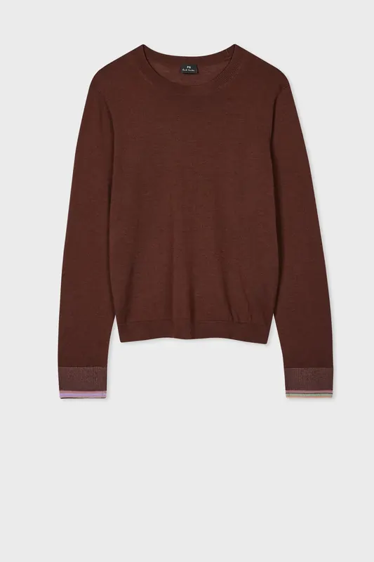 Paul Smith Womens Knitted Sweater Crew Neck Dark Brown Maat: XL | Sweaters Outlet | Dames | Bruin