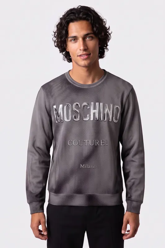 Moschino Cotton Sweatshirt Shadows Print Grey Maat: 48 | Sweaters Outlet | Heren | Grijs