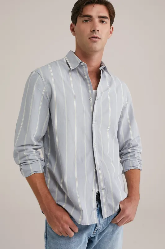 We Fashion Shirt Greyish Blue Maat: L | Casual Overhemden Outlet | Heren | Grijs