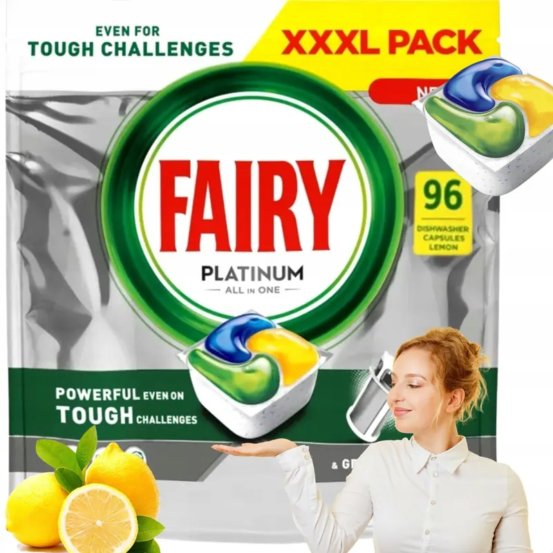 Fairy Platinum All in One Lemon kapsułki do zmywarki cytrynowe 96 szt.