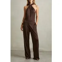 Reiss Jersey Jumpsuit Chocolate Maat: 6 | Jumpsuits Outlet | Dames | Bruin