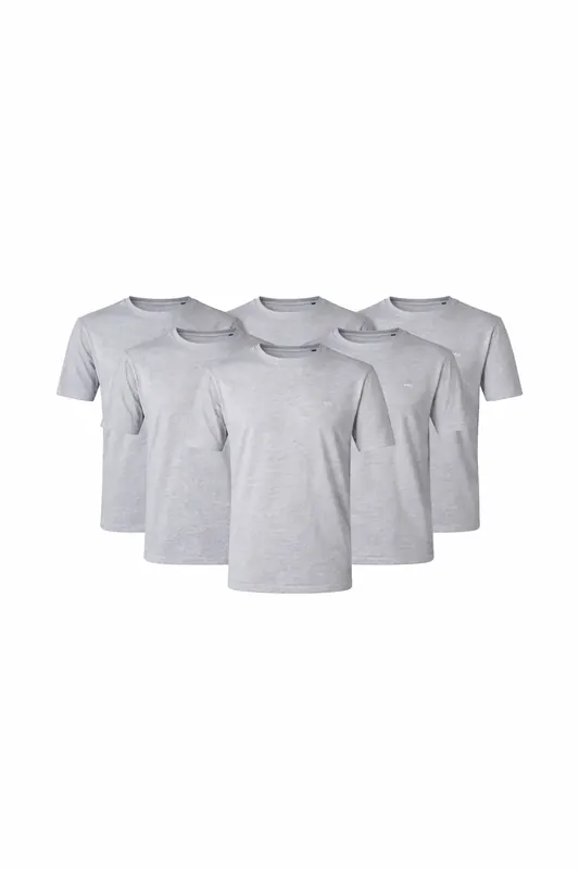 McGregor Premium T-shirt 6-pack Grey Melange Maat: M | Basic T-Shirts Outlet | Heren | Grijs