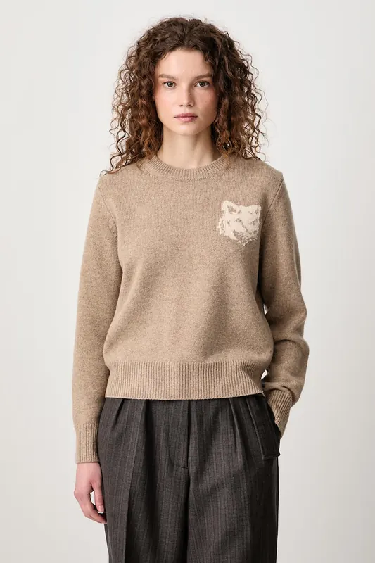 Maison Kitsuné Fox Head Intarsia Merino sweter wełniany damski