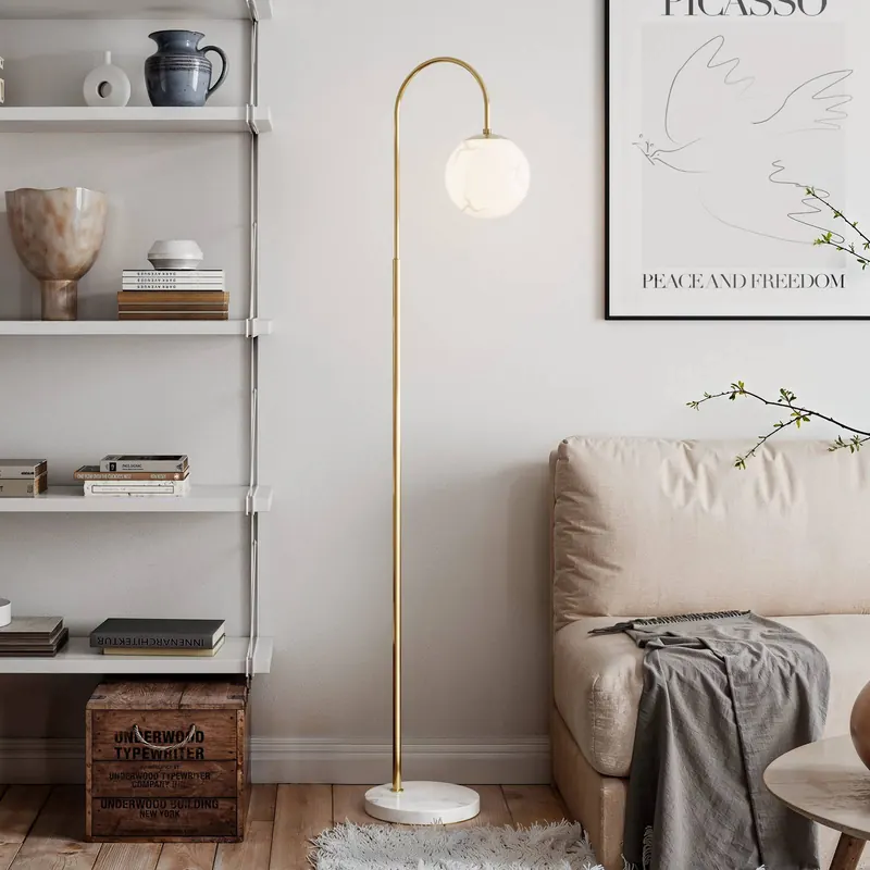 Lampa stojąca Bellagio marki By Rydéns, mosiądz/biały, szkło, E27
