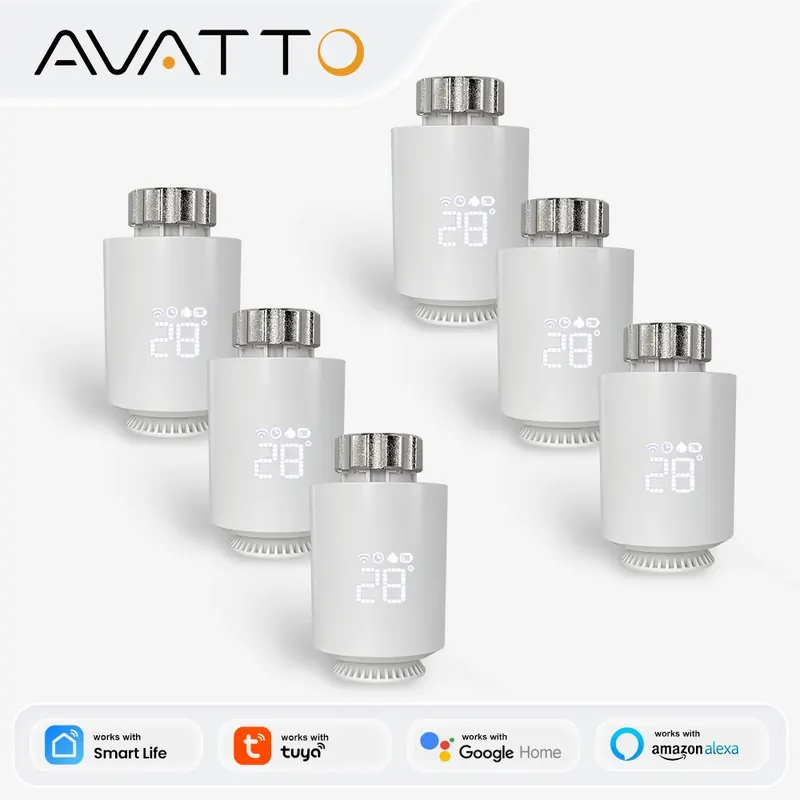 AVATTO ZigBee Termostat Grzejnikowy Inteligentny Zawór Termostatyczny TRV Regulator Temperatury Obsługa Tuya Alexa Google Home