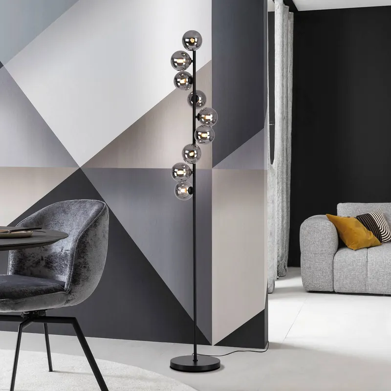 Schöner Wohnen Lampa stojąca Dubai, szkło dymne, 9-punktowa, G9