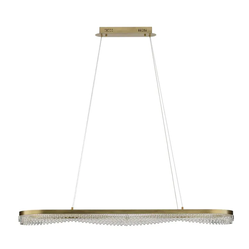 Żyrandol LED Preciosa, złota, metalowa, długość 120 cm