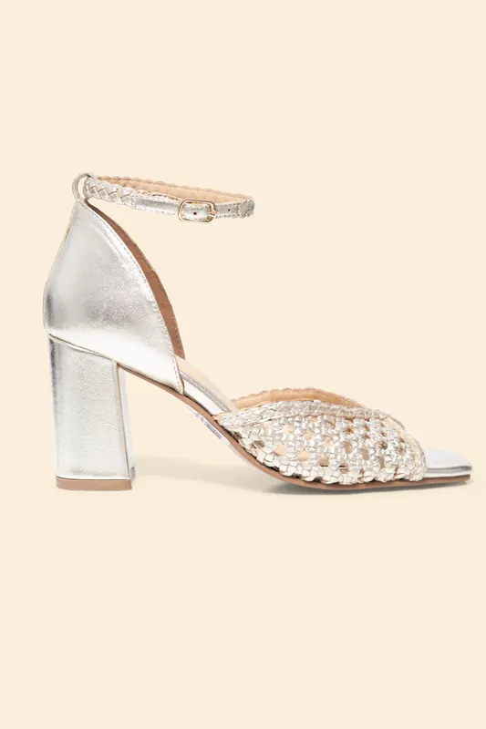 ICode Woven Leather Sandals With Gold Heel Gold Maat: 37 | Sandalen Outlet | Dames | Zilver