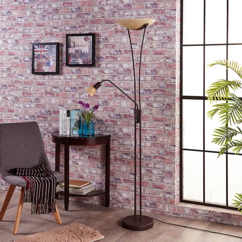 Lampa oświetlająca sufit Lindby Felicia z lampką do czytania, rdzawa