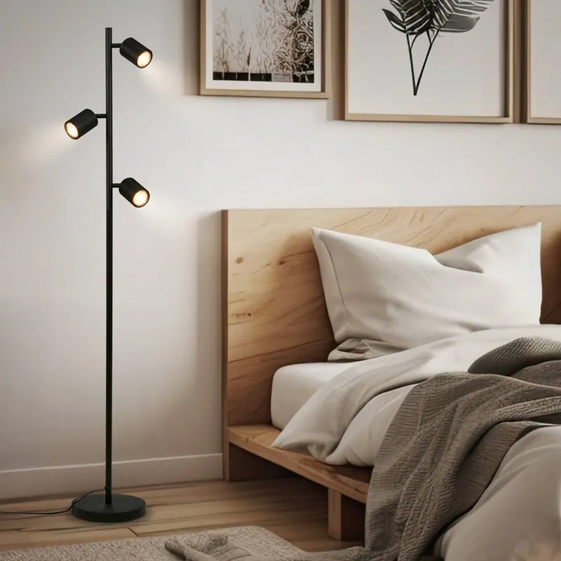 Lampa stojąca Ida, czarna, 3-punktowa, wysokość 141 cm, GU10
