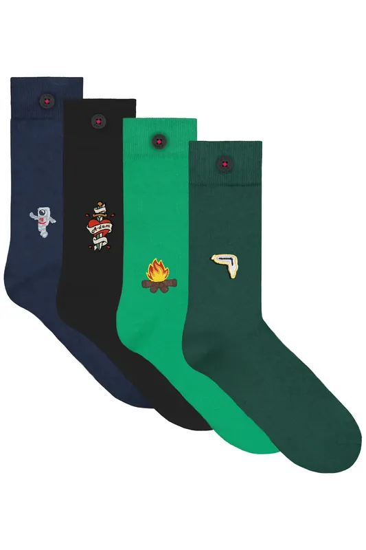 A-DAM Unisex 4-pack Casual Socks Multicolor Maat: 41-46 | Sokken Outlet | Unisex | Zwart