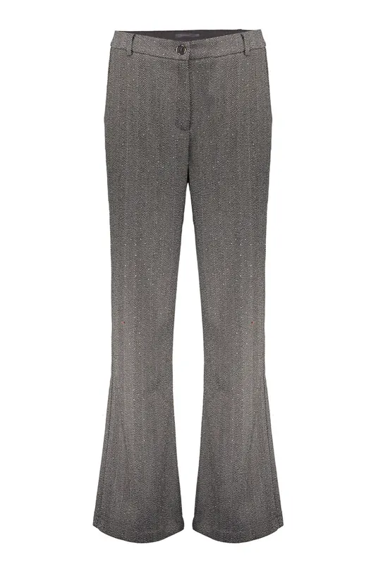Geisha Pants Herringbone + Stones Anthracite Stones Maat: XS | Pantalons Outlet | Dames | Grijs